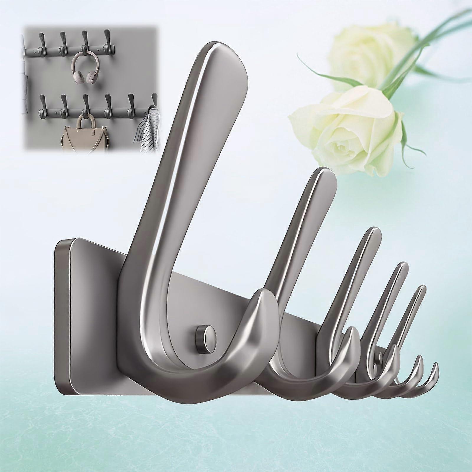 Wall Mounted Coat Hooks Heavy Duty RustResistant Entryway Rack with Double Hooks Gray 44cm