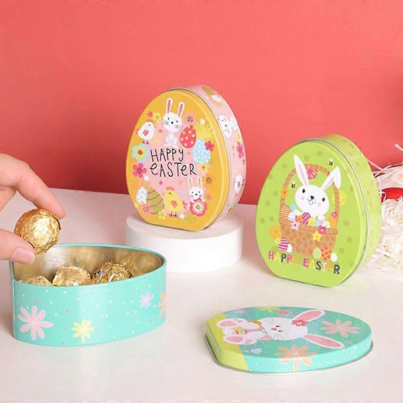 Easter Box Candy Tin Tins Boxes Gift Cookie Storage Tinplatelids Eggs Bunny Jar