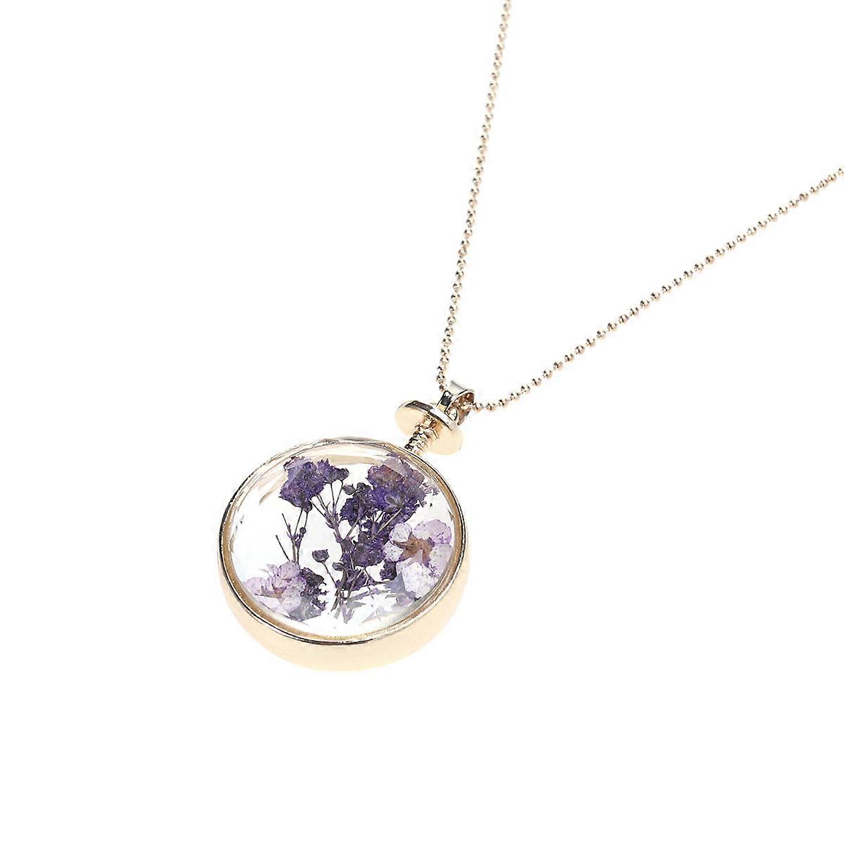 Dried Flower Pendant Round Shape Necklace for Decorating with Assorted Color