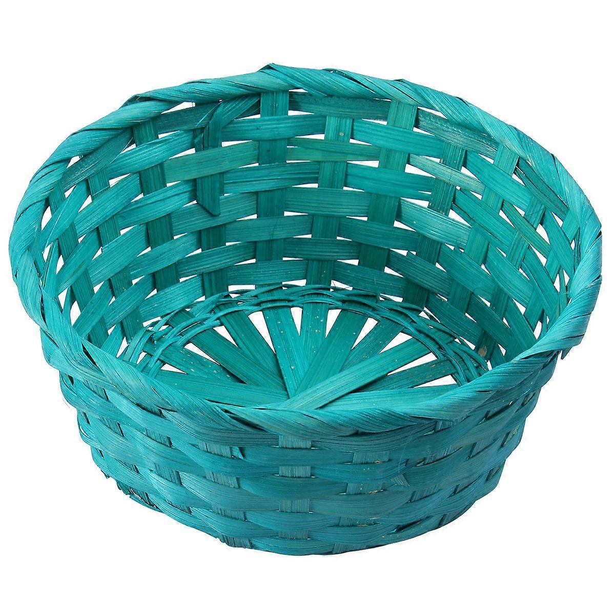 Woven Eggs Basket For Easter Children's Day Decorative Storage Container Green Round Shape 1Pc