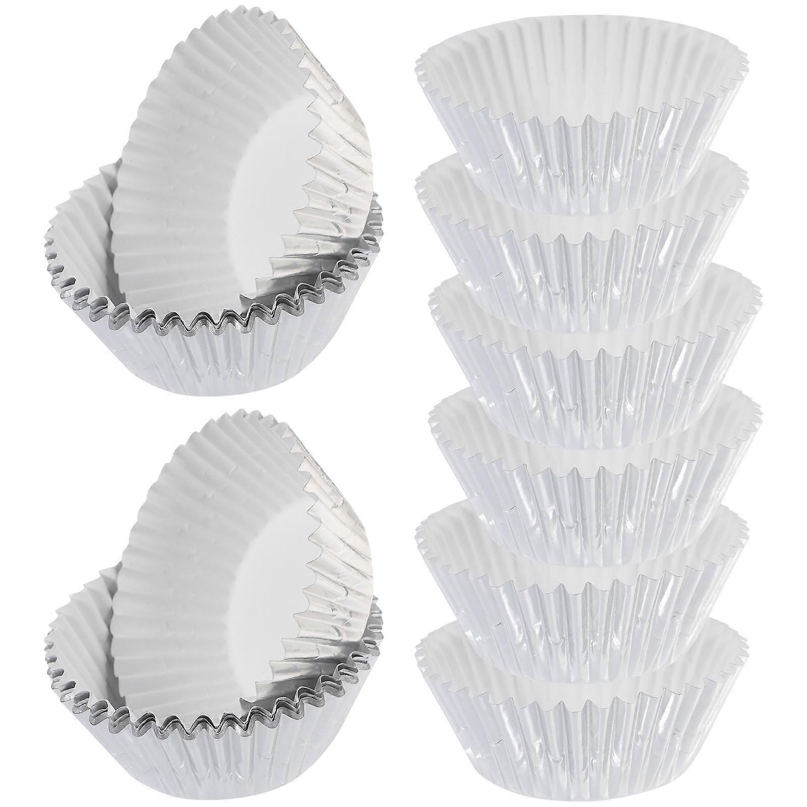Silver Cupcake Mold Aluminum Foil Cups for Cake Baking 100Pcs Set