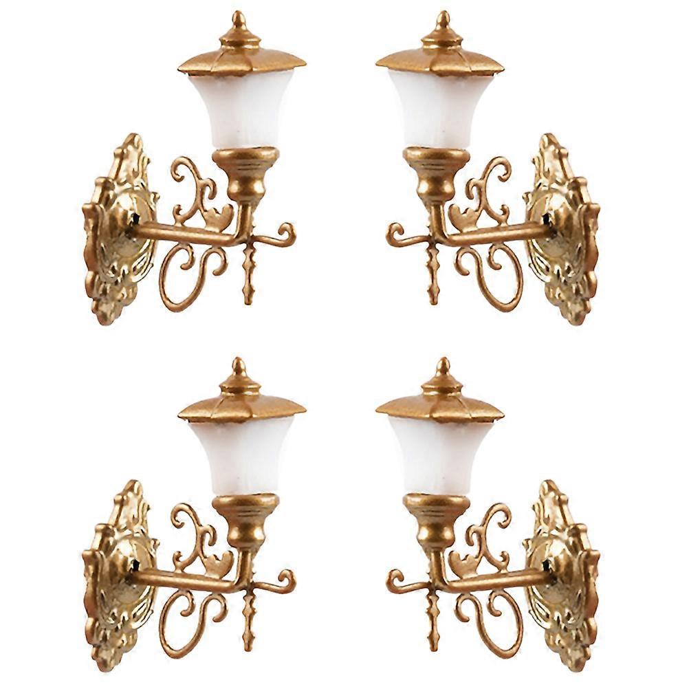 Mini Wall Lamp Model for Decor 4Pcs Golden ABS Material Sand Table DIY