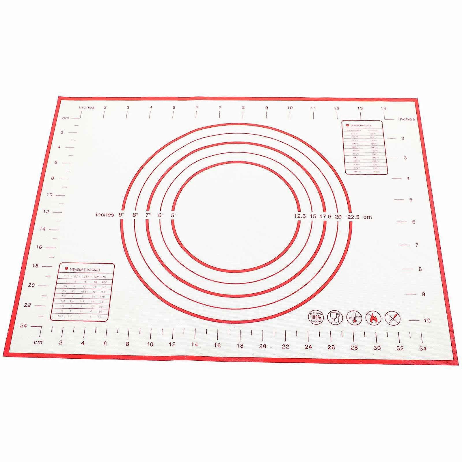 Nonstick Silicone Baking Mat Pastry Mat for Rolling Dough 2Pcs Red Set
