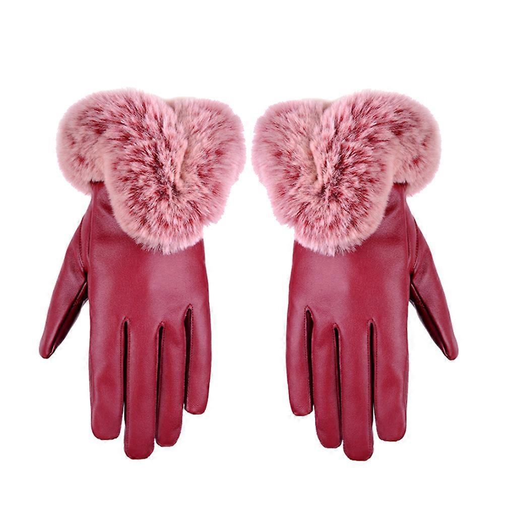 Winter Gloves for Woman Red Windproof Gloves with Touch Screen 1Pair