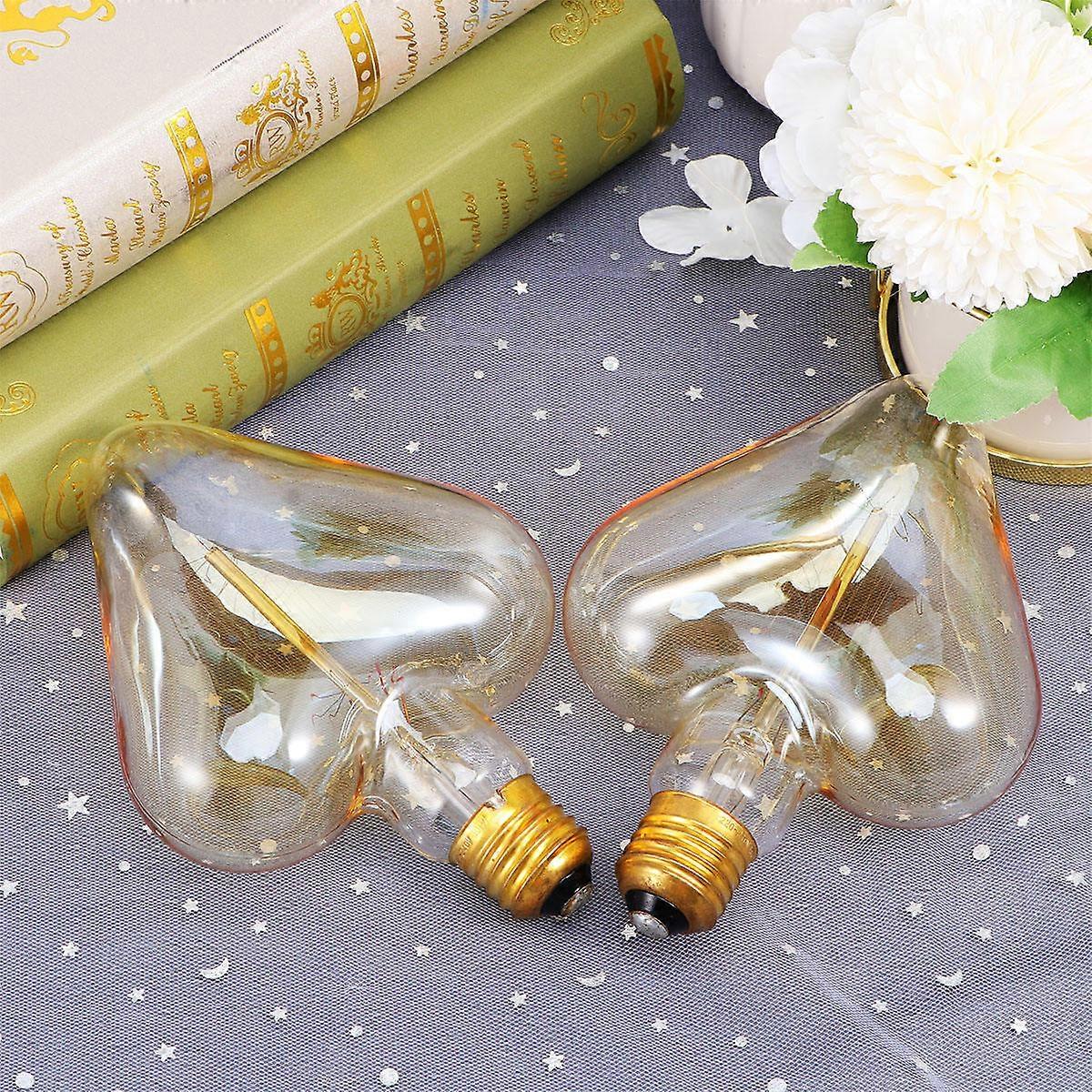 Wedding Light Bulb Vintage Tungsten Heart Shape Bulb 2Pcs