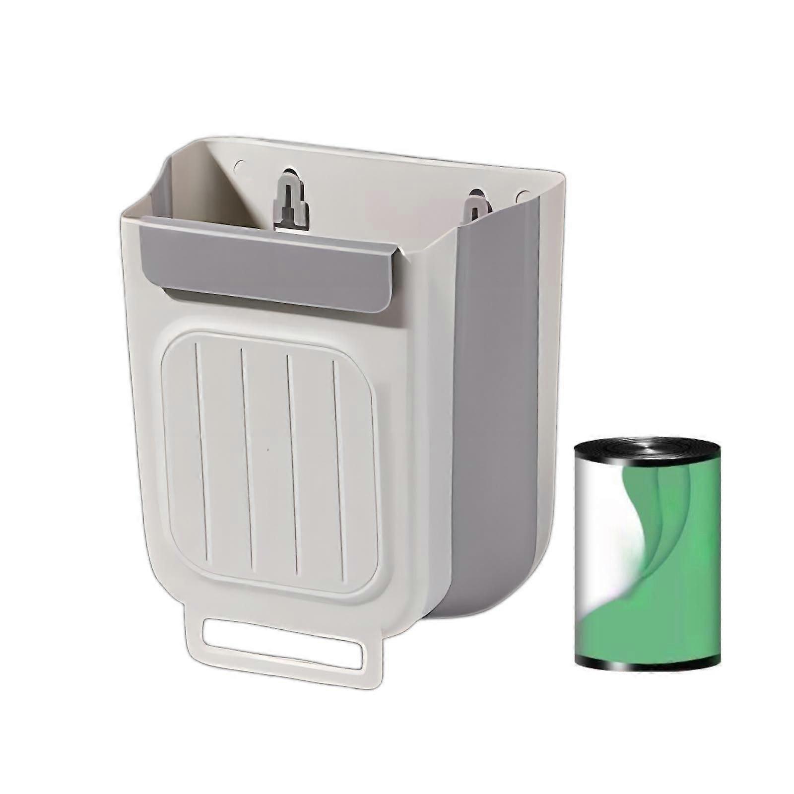 Hanging Kitchen Trash Can Foldable 7L Wall Mounted Garbage Bin with BuiltIn Scraper for Cabinet