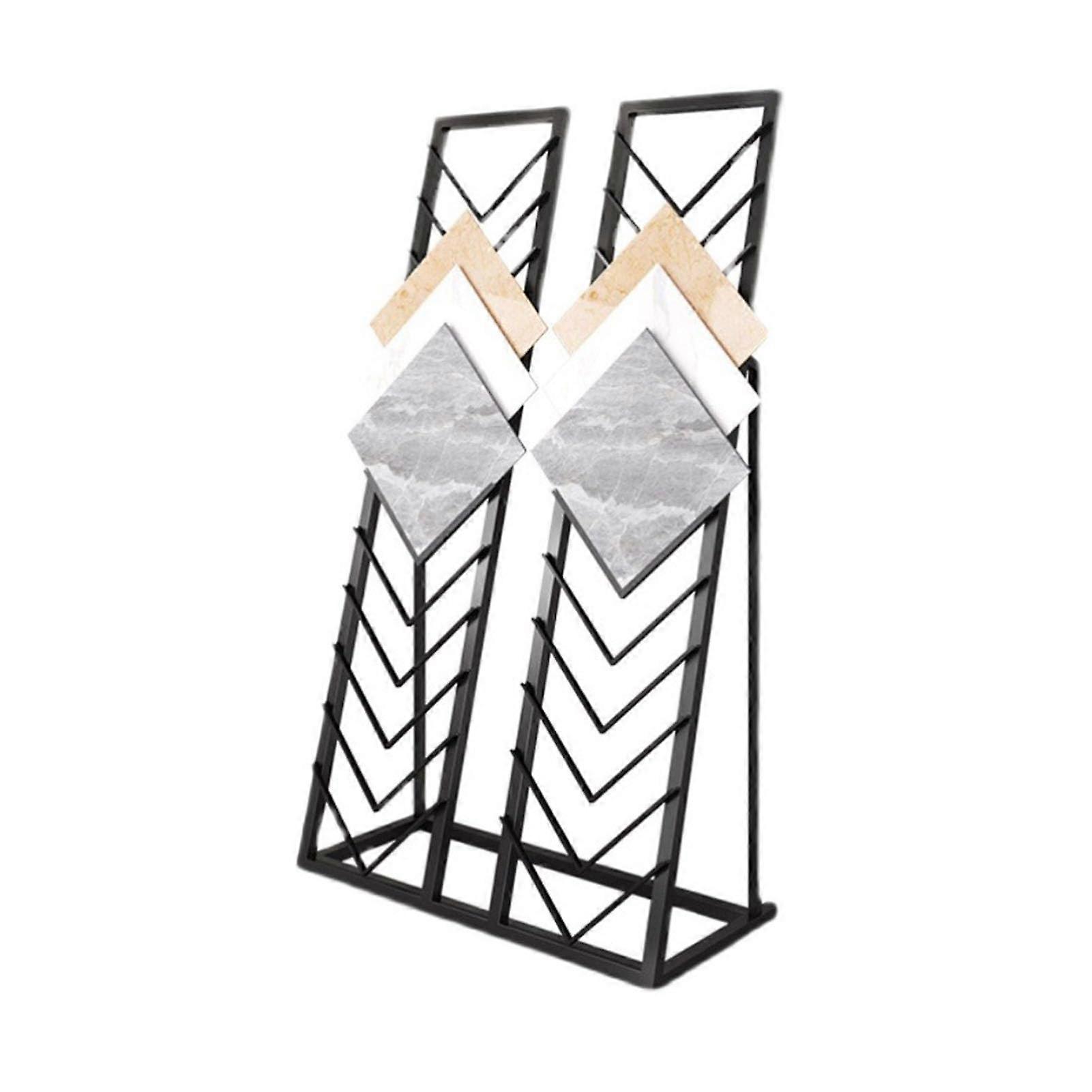 Metal Tile Display Rack for Showroom with MultiSample Compatibility, Black Freestanding Holder