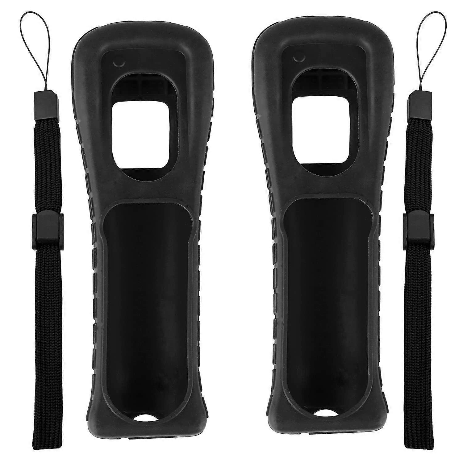 Protective Case Black Silicone Cover with Wrist Strap for Nintendo Wii Remote Controller