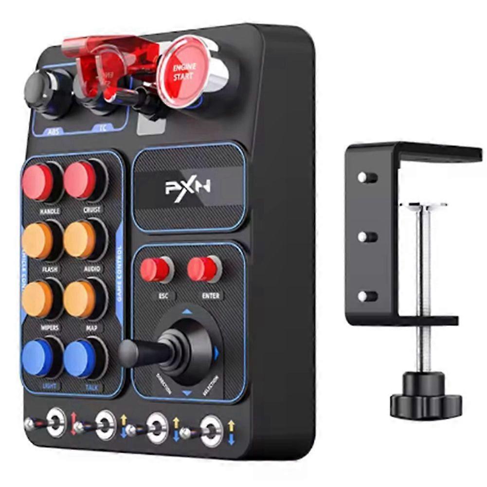 PXN CB1 Racing Game Central Control Box with Fixture, Equipped with 30 Programmable Buttons, PC Racing Game Controller