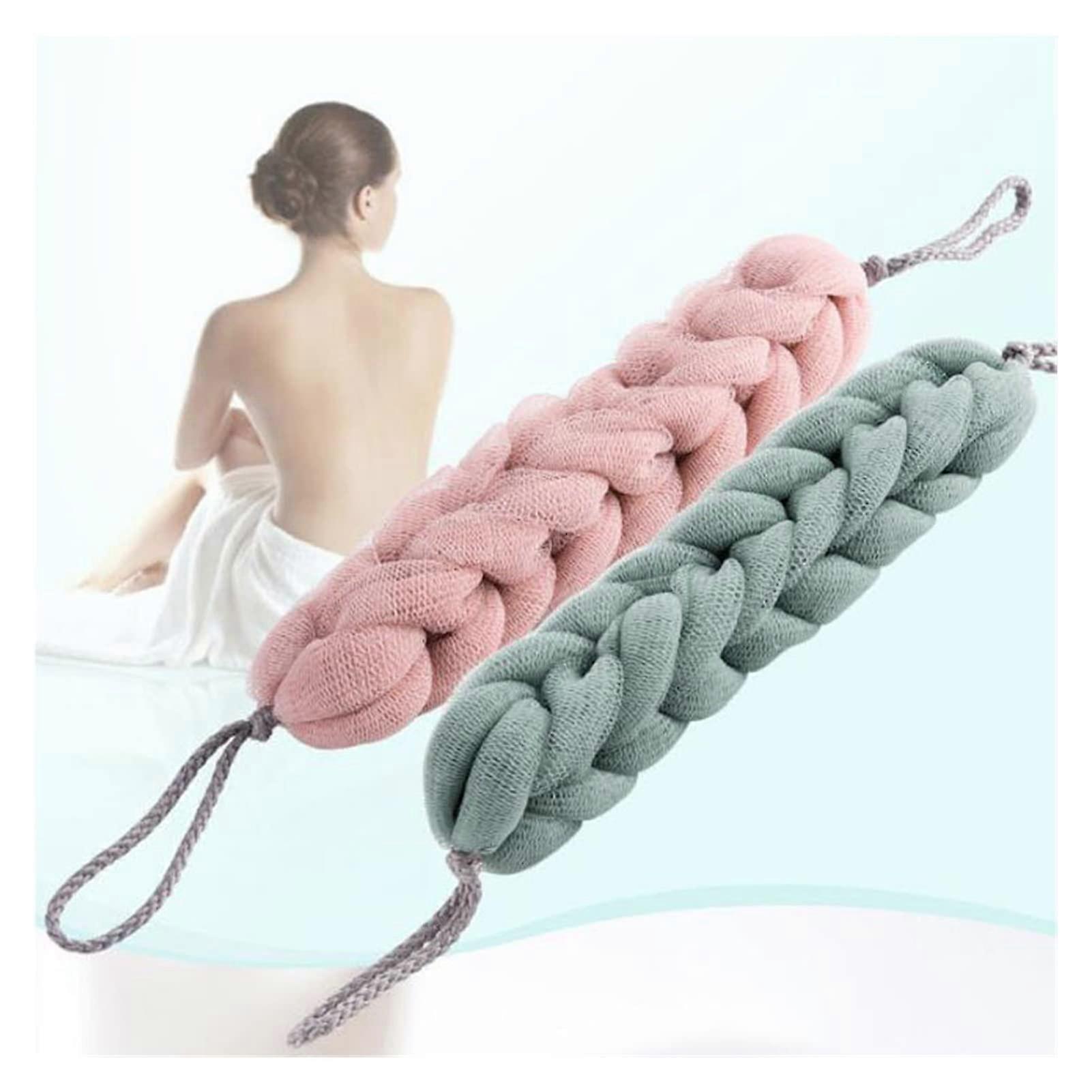 Back Scrubber for Shower with Handles, Exfoliating Bath Strap for Back Cleaning, Green