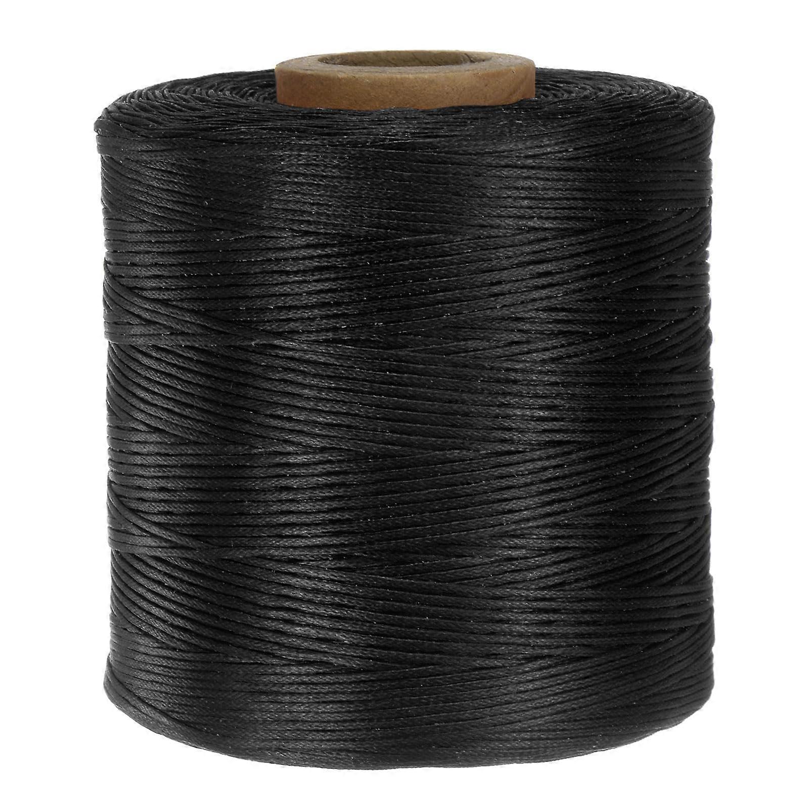 1.2mm Waxed Polyester Leather Sewing Thread 547 Yds Flat Cord for Hand Stitching and Bookbinding Black