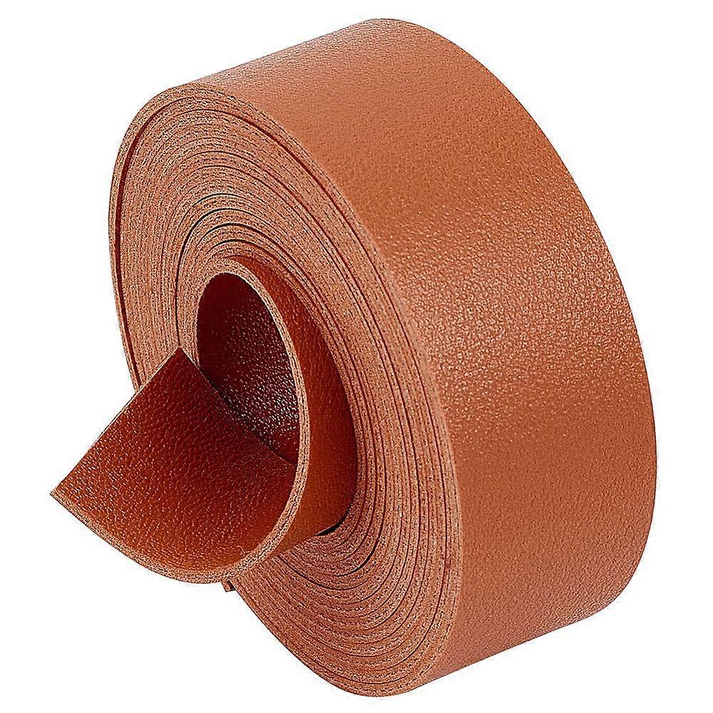 2M Flat Double Face Lychee Pattern Imitation Leather Band Chocolate 25x1.8mm 2.19 Yards(2m)/Roll