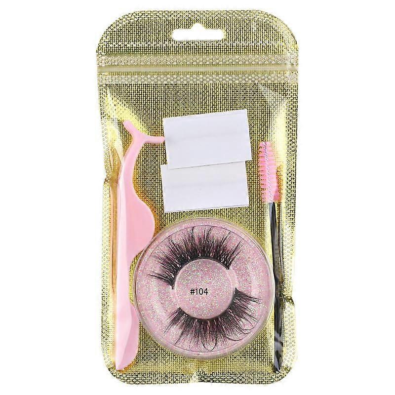 Glue False Eyelashes Set with Natural 3D Effect, SelfAdhesive, Cruelty, 104 Pieces