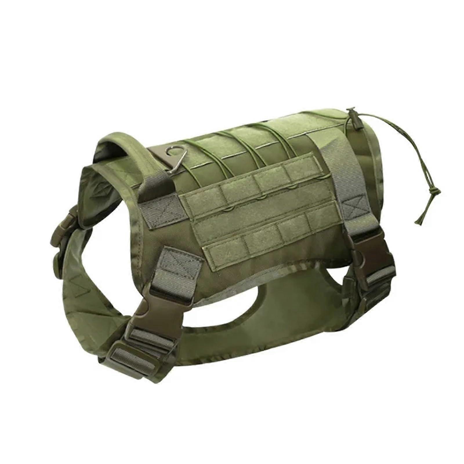Dog Harness Medium Green Adjustable Tactical Vest with Handle MOLLE System for Training and Walking