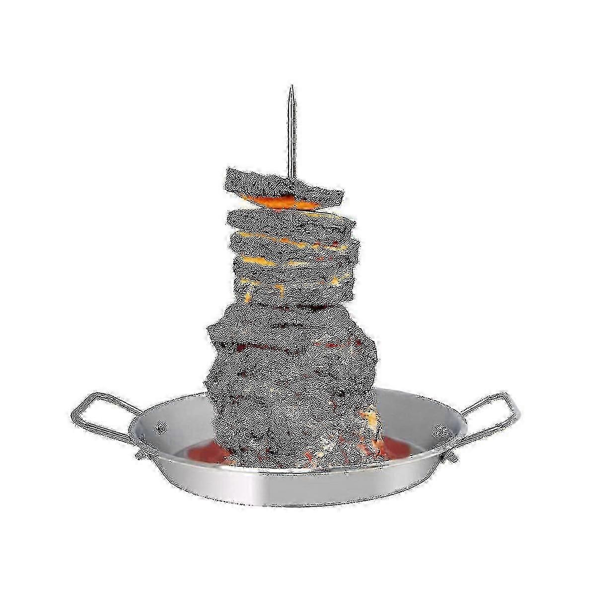 Vertical grill for grilling skewers and burritos.