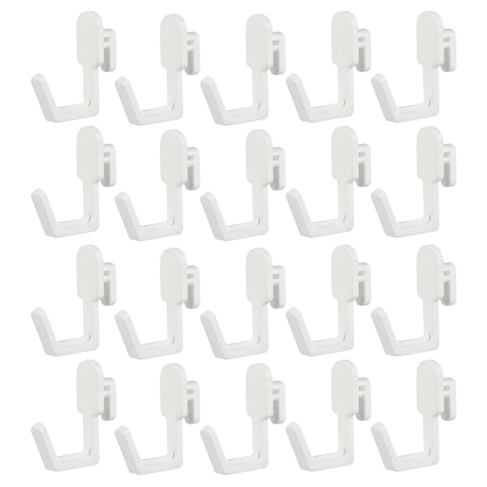 Peg Board Hook J Shape Hook for Home Use 20Pcs White Plastic Display Hooks