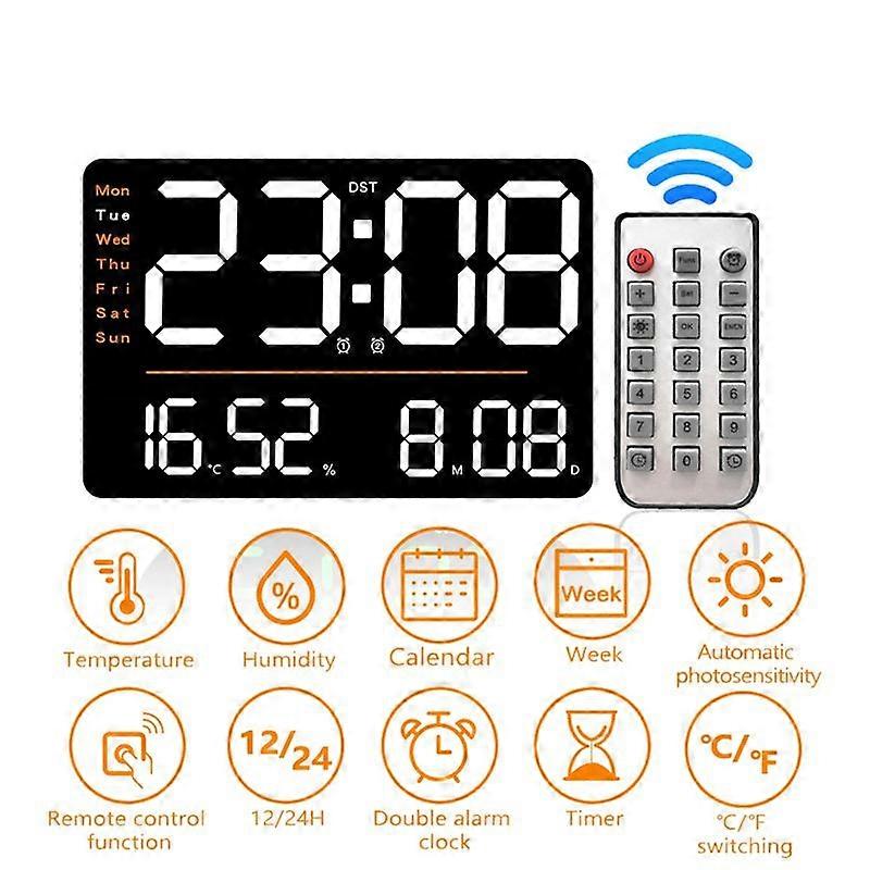 LED Digital Wall Clock Temperature Humidity Electronic Clock