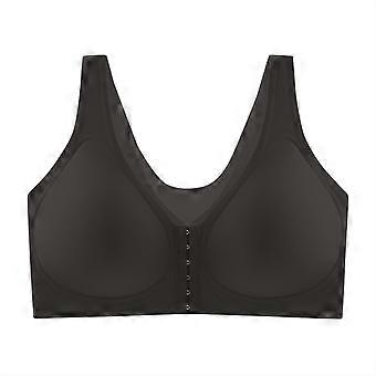 Reggiseno push-up taglie forti con chiusura frontale, coppe lisce e senza cuciture per valorizzare il décolleté e garantire il massimo comfort, ideale da indossare sotto t-shirt e in occasioni speciali, nero, taglia 36.