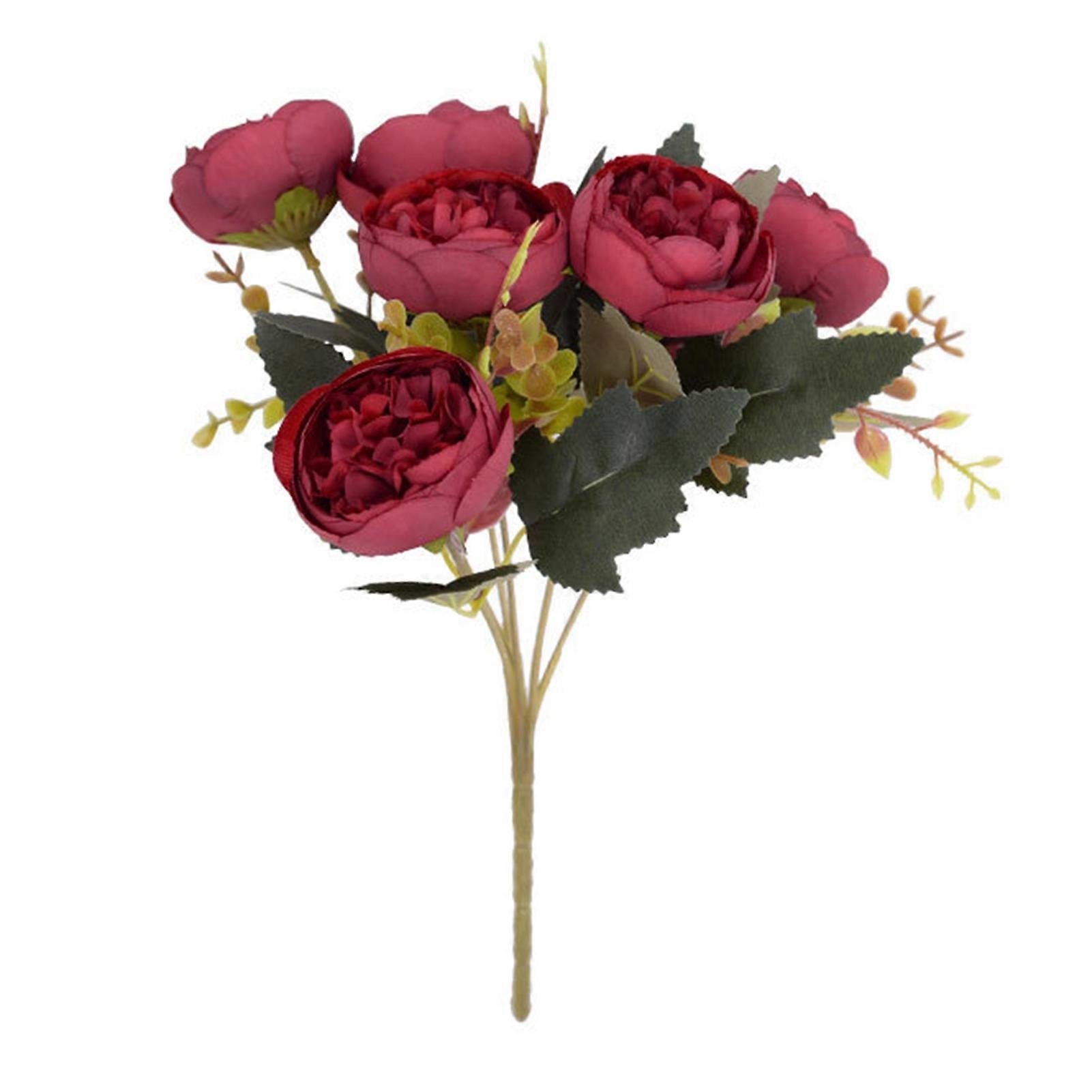 6 Heads Artificial Rose Flower Home Storage Solution for Small Space O