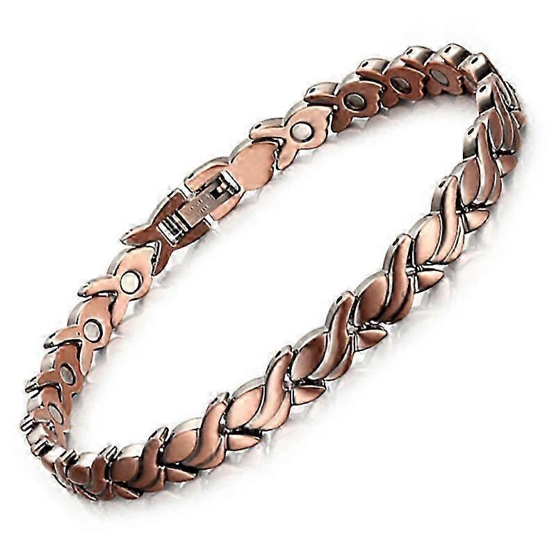 Pulseira de tornozelo ajustável em cobre com ímã, 24 cm (9,5 polegadas), joia feminina.