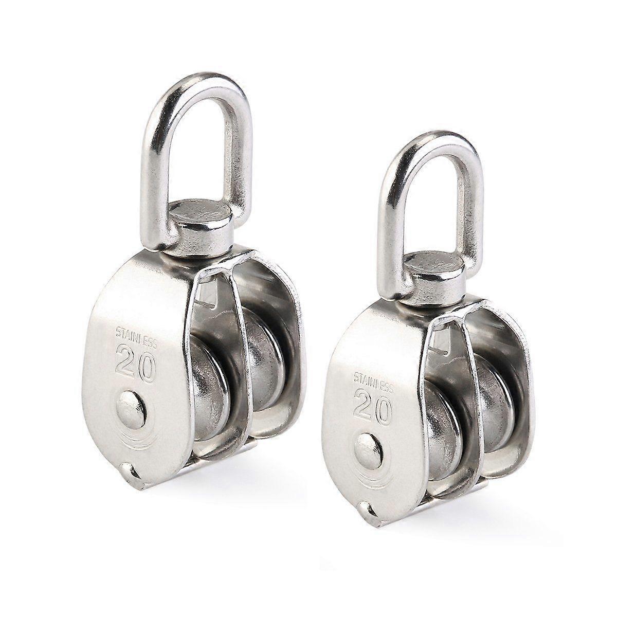 Two 304 stainless steel rotating pulleys