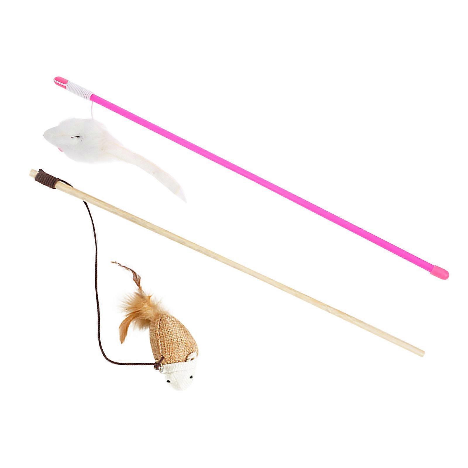 Cat Mouse Shape Interactive Teaser Wand for Playing 4Pcs Set