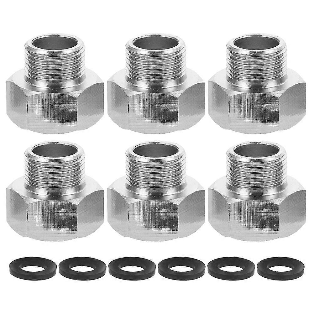 Copper Hose Fitting Thread Adapter for Connecting Faucet 6Pcs Silver Set