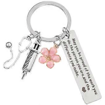Metal Key Ring Bag Pendant Backpack Hanging Decor Nurse Day Doctor Keychain Gift