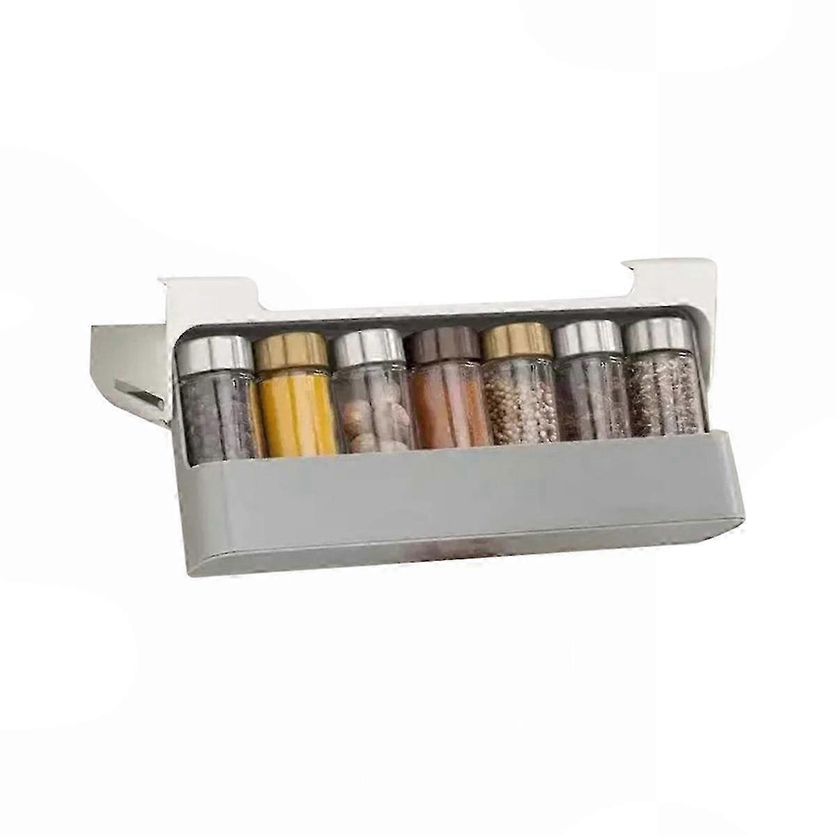 Adjustable wall-mounted storage rack for spices and small items