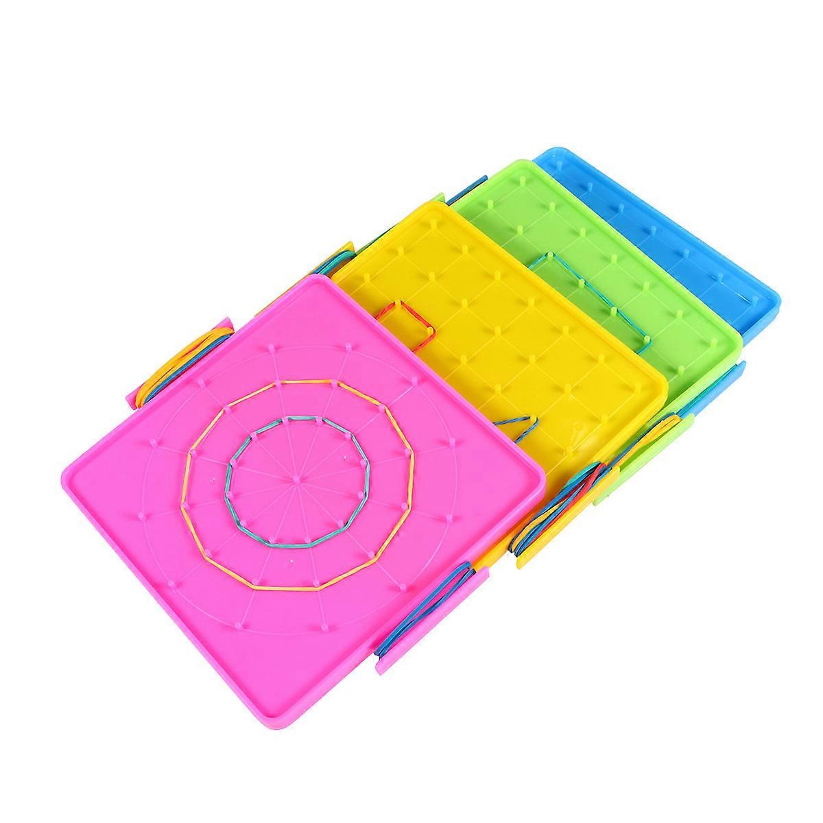 4pcs Geoboard Pegboard Plastic Nail Board Geometric Shape Learning Tools Mixed Style