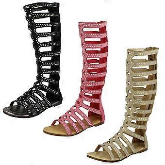Mädchen Spot On Kniehohe Gladiator-Sandalen