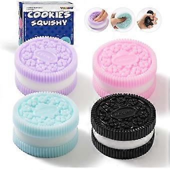 4Pcs Taba Fidget Squishy Toys, Ultra Soft Stress Relief Toys for Kids Adults, Kawaii Cute Cookies Squeeze Sensory Toys, Decompression Anxiety Relief