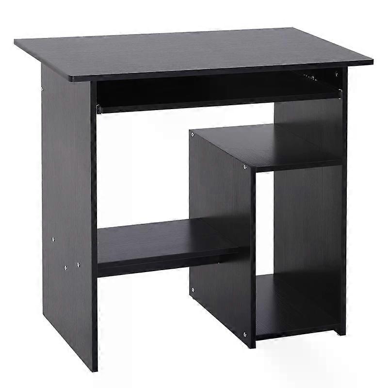 Compact Computer Desk with Keyboard Tray and Storage Shelf
