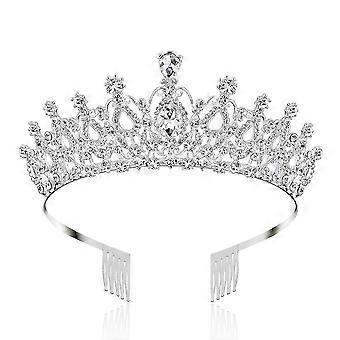 Crystal Tiara Crown With Rhinestone Comb For Bridal Wedding Princess Party Birthday Crown