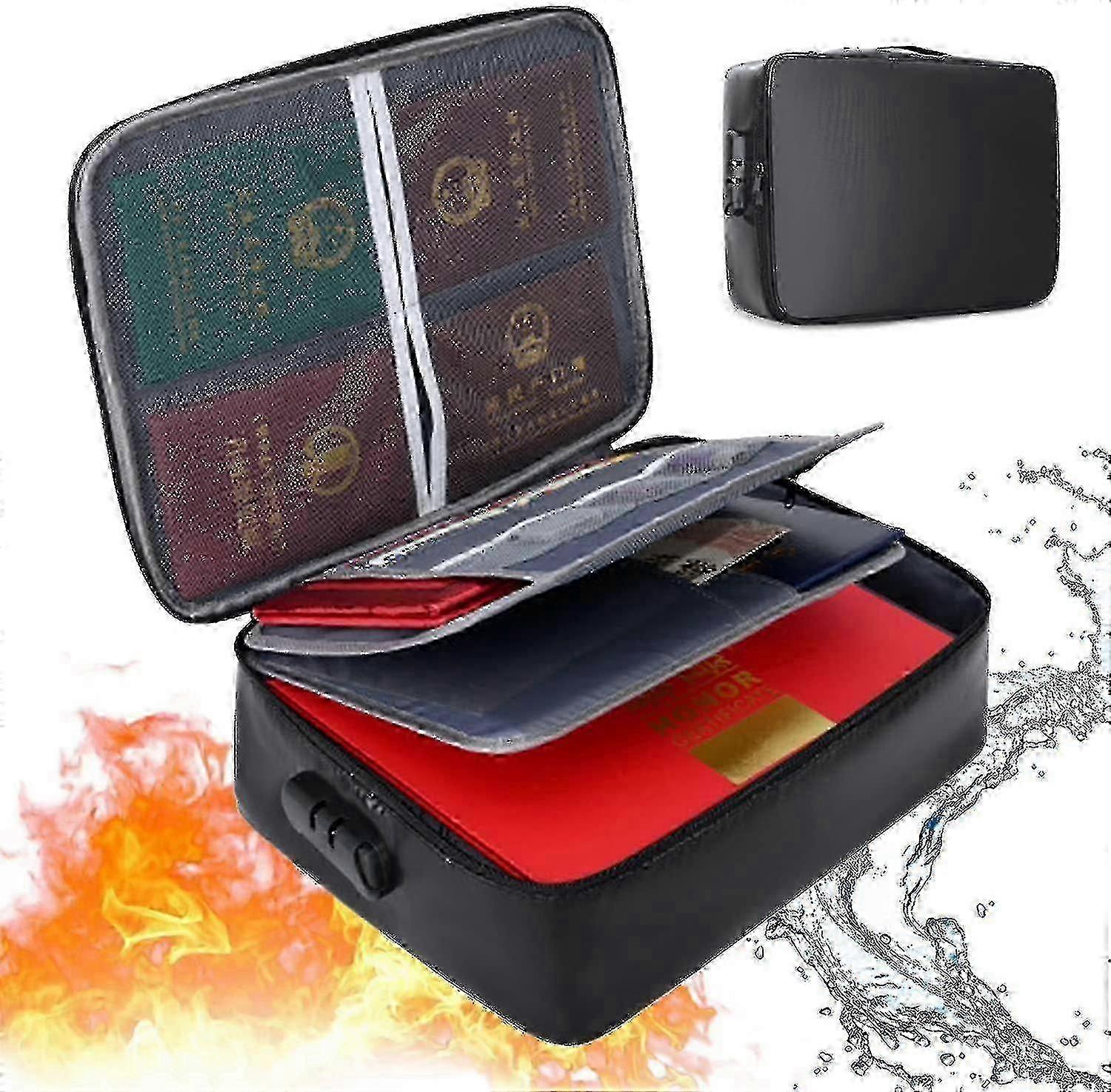 2025 Fireproof Document Box With Lock, Fireproof Water Resistant File Storage Box Large Capacity
