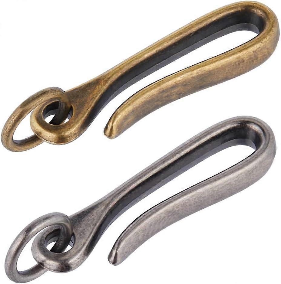 4Pcs 2 Colors U Shape Hook Keychain Fish Hook Key Chain Brass Solid Keychain Hook Bronze Key Buckle