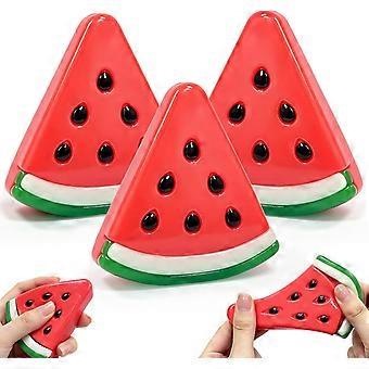 3pcs Watermelon Taba Squishy Toys, Soft Fruit Squeeze Fidget Toys, Cute Kawaii Sensory Stress Relief Toys for Kids Adults Party Favors
