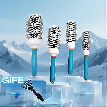 Ensemble de 5 brosses à friser rondes, bleues et blanches, brosses de coiffage professionnelles avec poils métalliques en nid d'abeille, comprenant une griffe de nettoyage pour salon et usage domestique