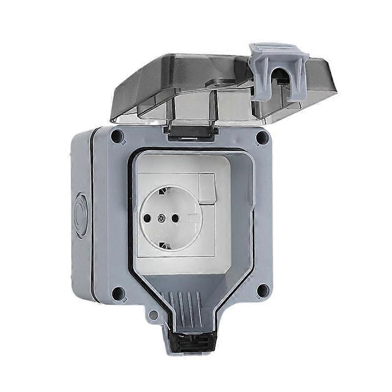 Outdoor Socket Waterproof Socket 1-Way Outdoor Socket IP66 with Switch Indicator Light and Hinged Lid Lockable EU Plug [MI]