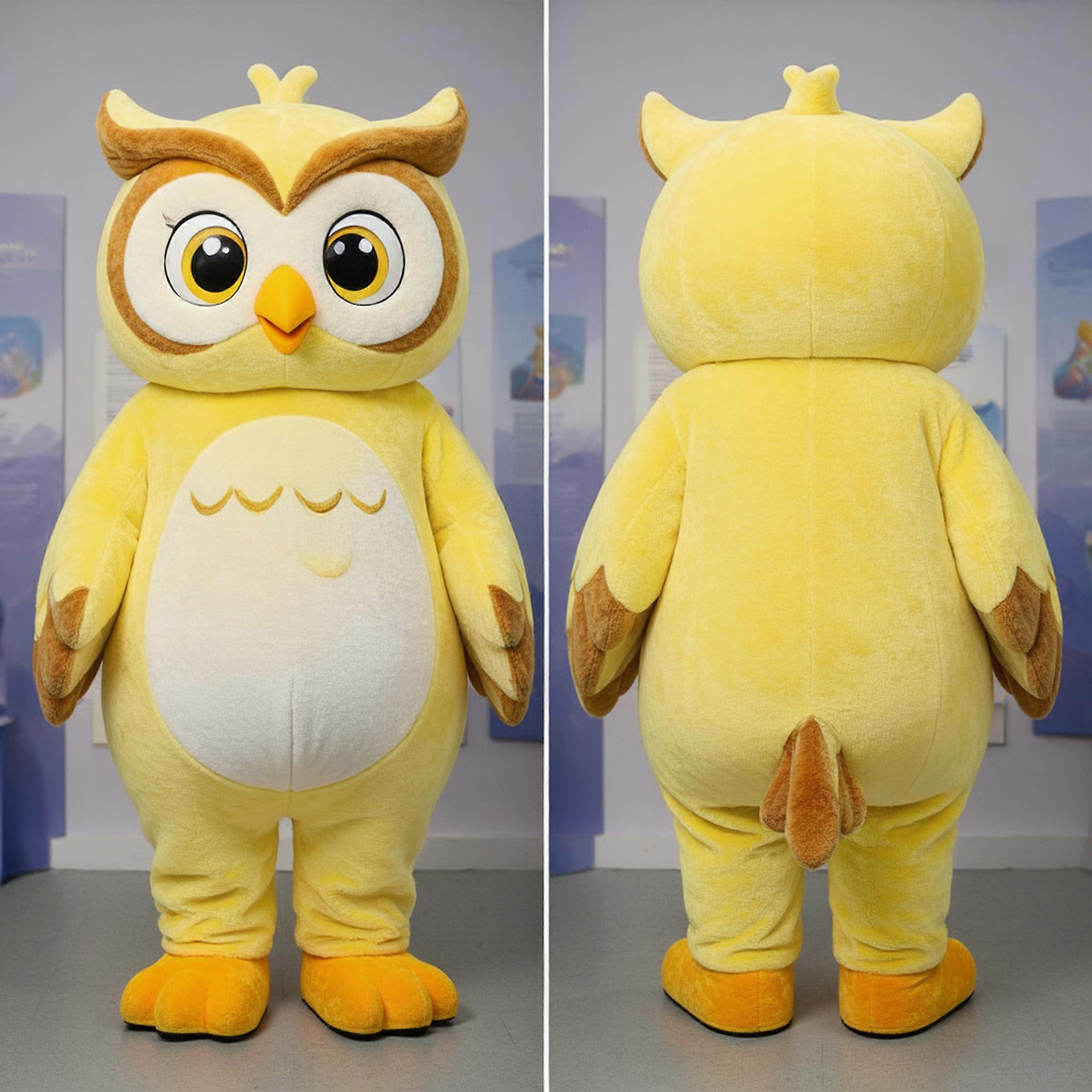 MASTICOT Lemon Yellow Cartoon Owl Mascot