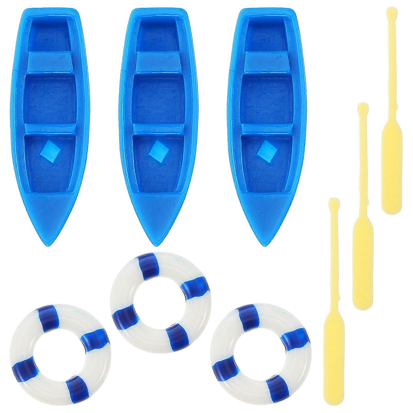 Mini Boat with Buoy Models for Micro Landscape Decor 9Sets