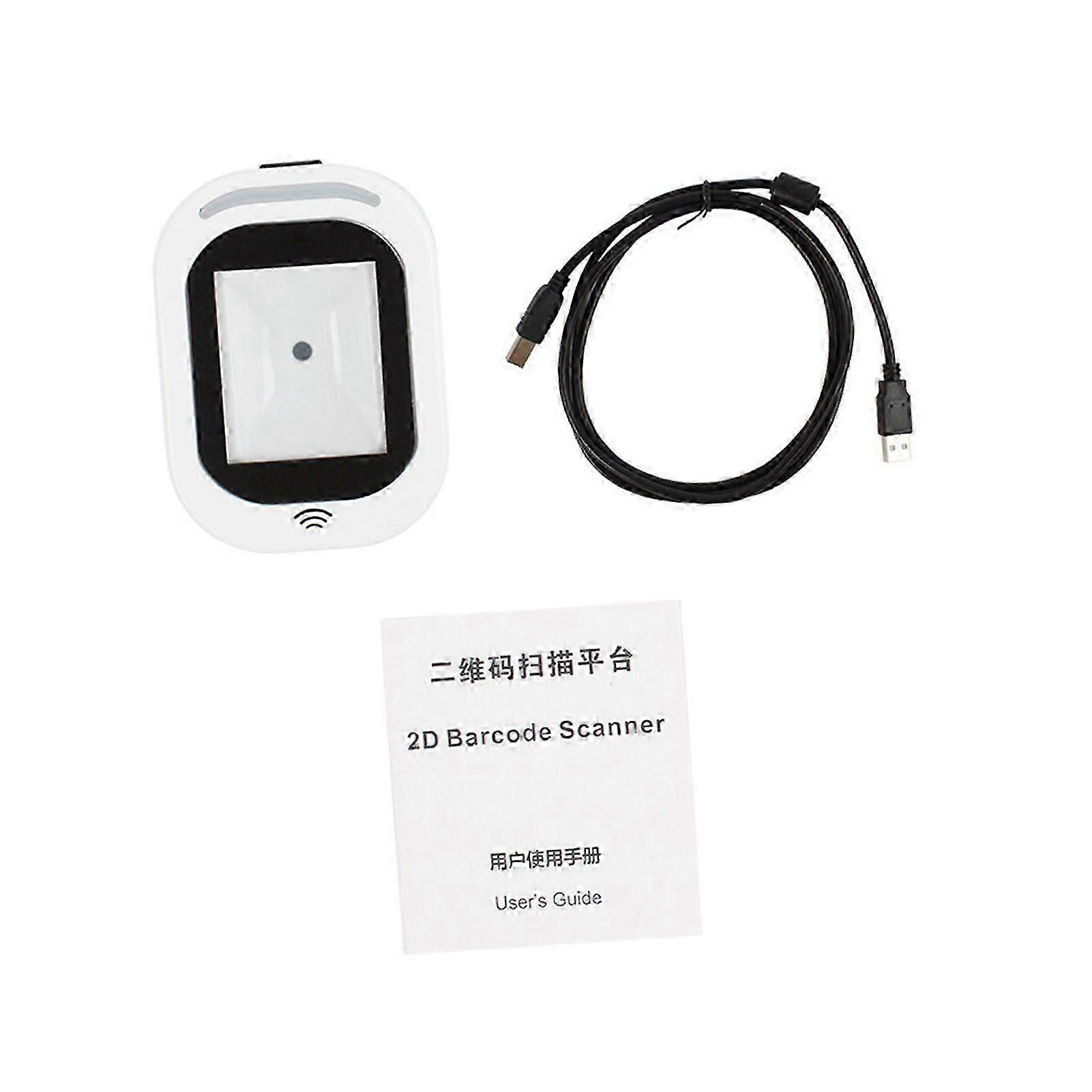 Wired Barcode Scanner USB Versatile Scanning Scan QR Code 1D 2D Code Reader compatible with Supermarkets Stores White