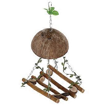 Hellbraune Papageien-Hängeschaukel aus Holz, Vogelsitzplatz zur Dekoration