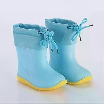 Kids Waterproof Rubber Rain Boots, Non-slip Water Shoes with Removable Cotton Liner for Boys and Girls