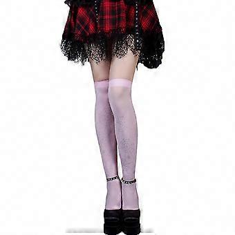 Halloween Cosplay Gothic Spider Web Thigh High Stockings for Women, Pink One Size, 1 Pair