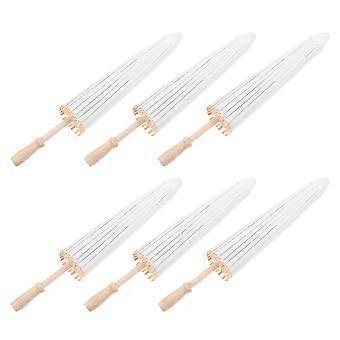 White Oil Paper Umbrella for Wedding Decoration Chinese Style 6Pcs Set