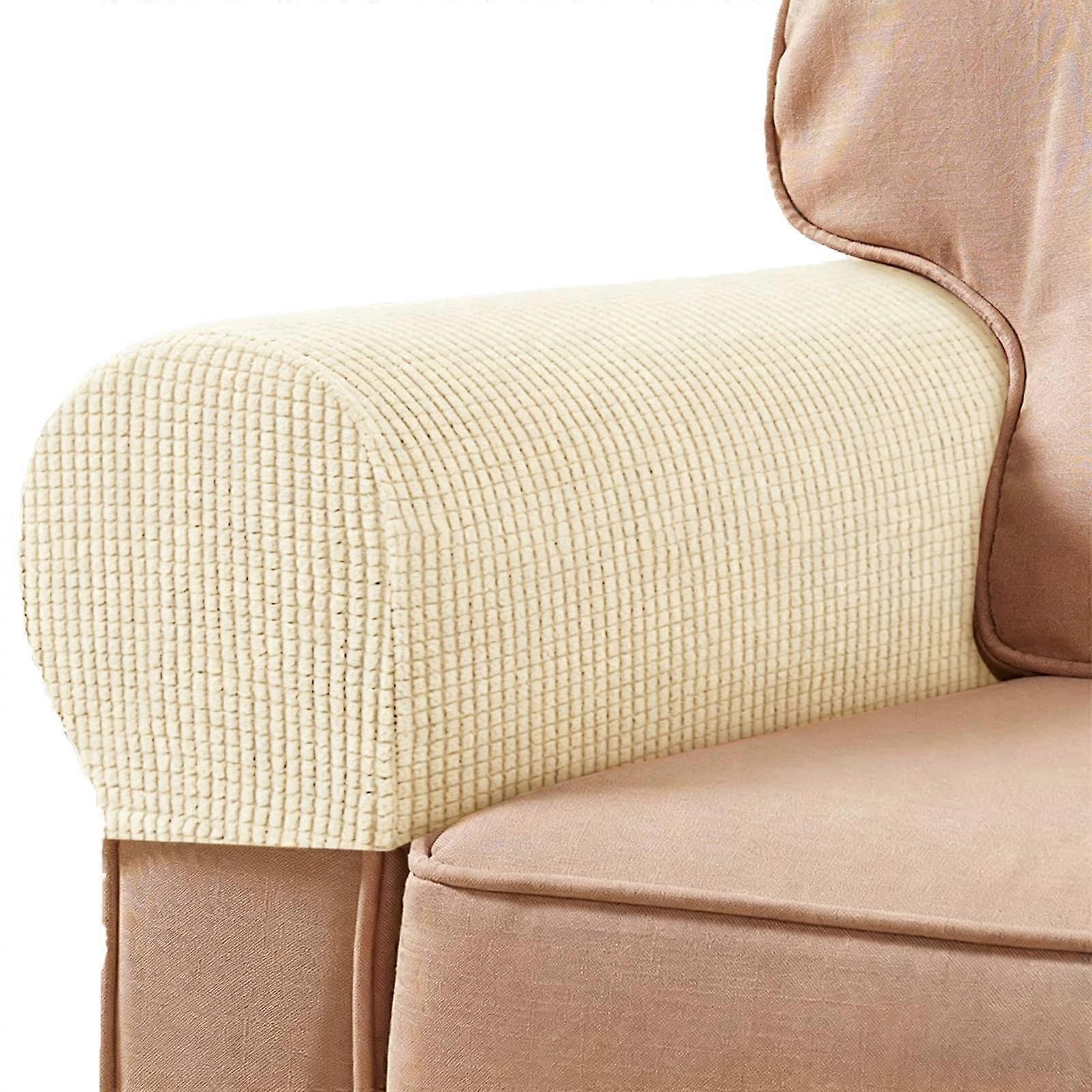 Set van 2 Armleuninghoezen, Stretch Antislip, Beige