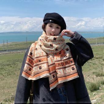 Scarf female winter thickened imitation cashmere new Internet celebrity letter bear shawl Korean version couple warm scarf versatile