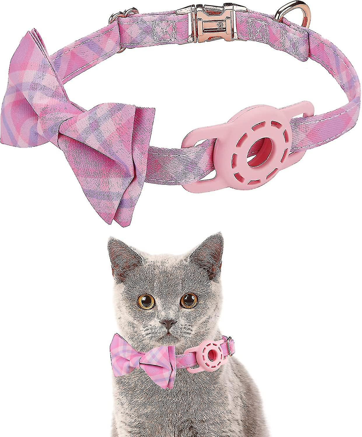Airtag Cat Collar Compatible With Apple Airtag, Adjustable Safety Buckle Collar With Bowtie