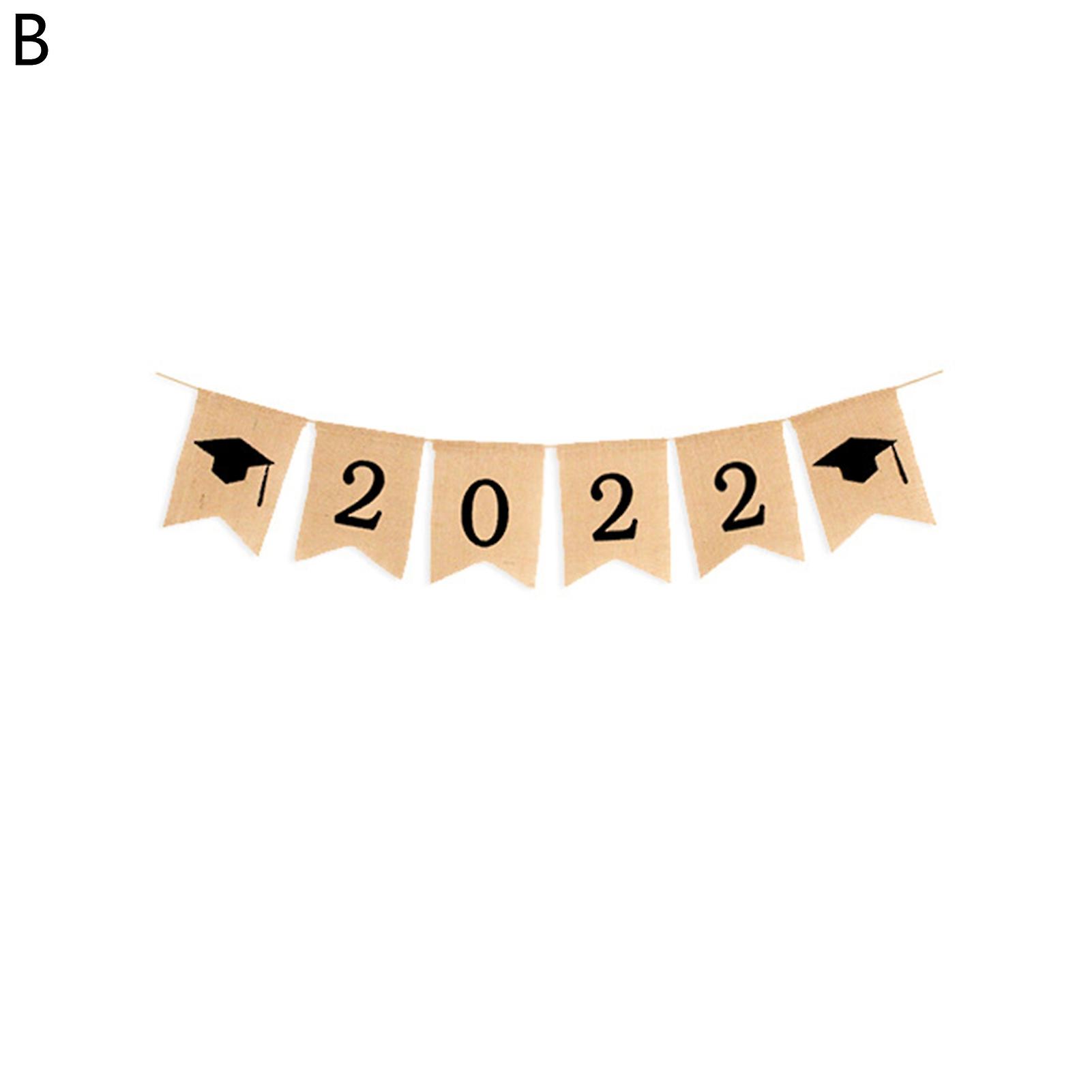 Mengxi 1 Set Hanging Flag Soft Texture Nice-looking Imitation Linen Class 2022 Decorative Banner Decor Party Accessories